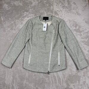 Lafayette 148 New York Jacket‎ Lily Pad Multi Moto Luxury Women 12 NWT $598